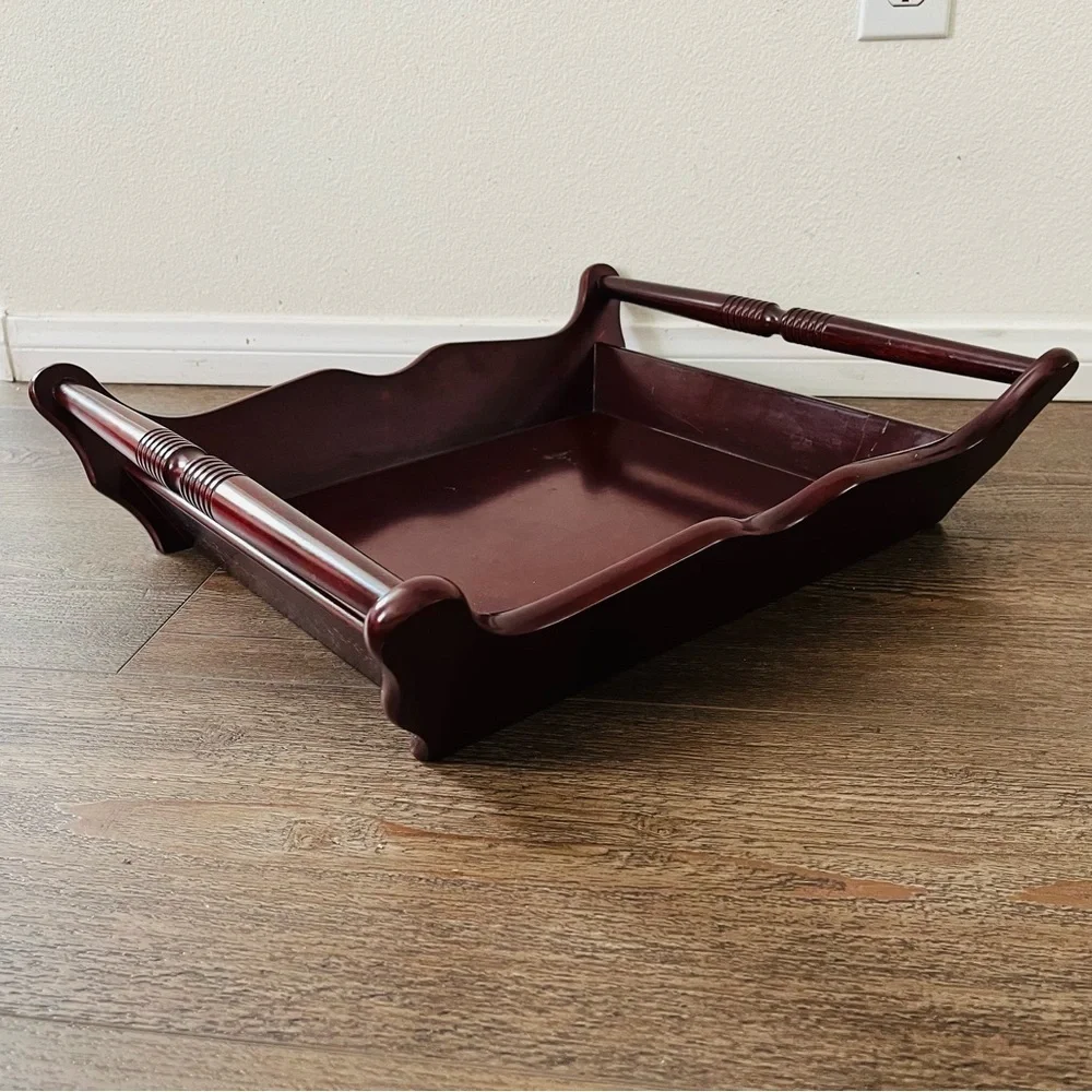Wooden Serving Tray in Dark Cherry